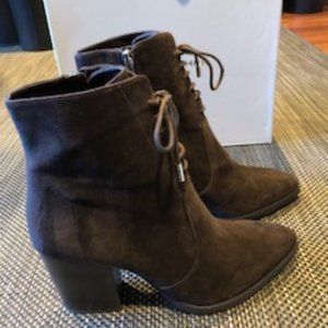 Mark Fisher dark brown suede lace-up booties